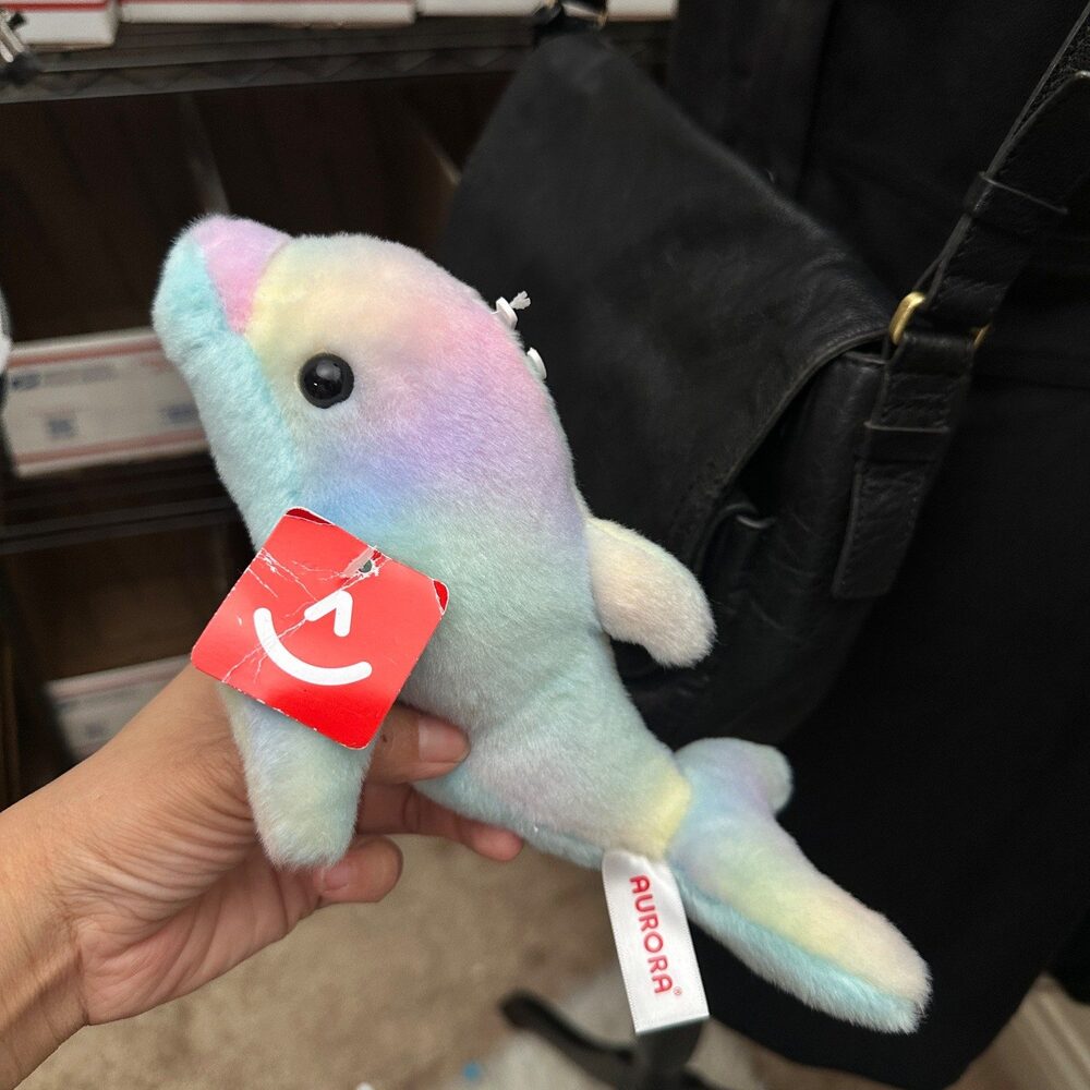 Aurora Dolphin Plush Pastel Rainbow Ombre Stuffed Animal NWT